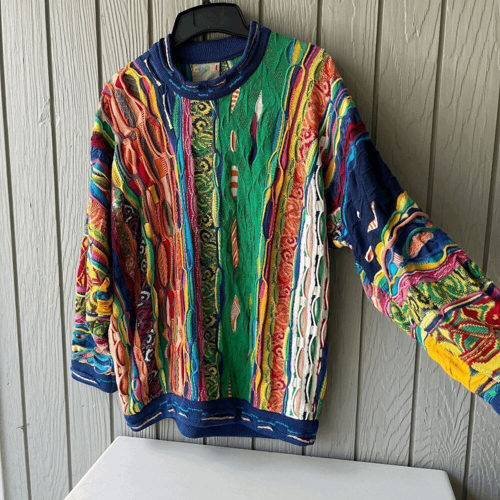 VTG Coogi Mercerised Cotton 3D Knit Sweater M Australia Multicolor